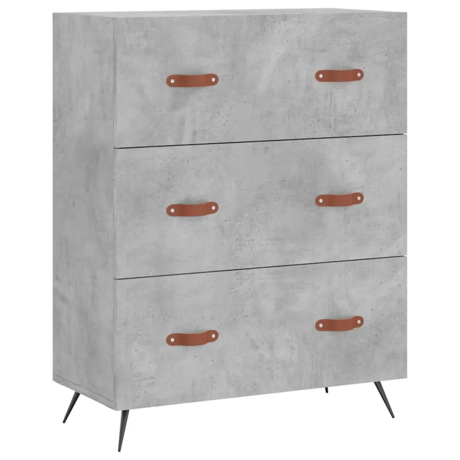 Buffet haut Gris béton 69,5x34x180 cm Bois d'ingénierie - 6