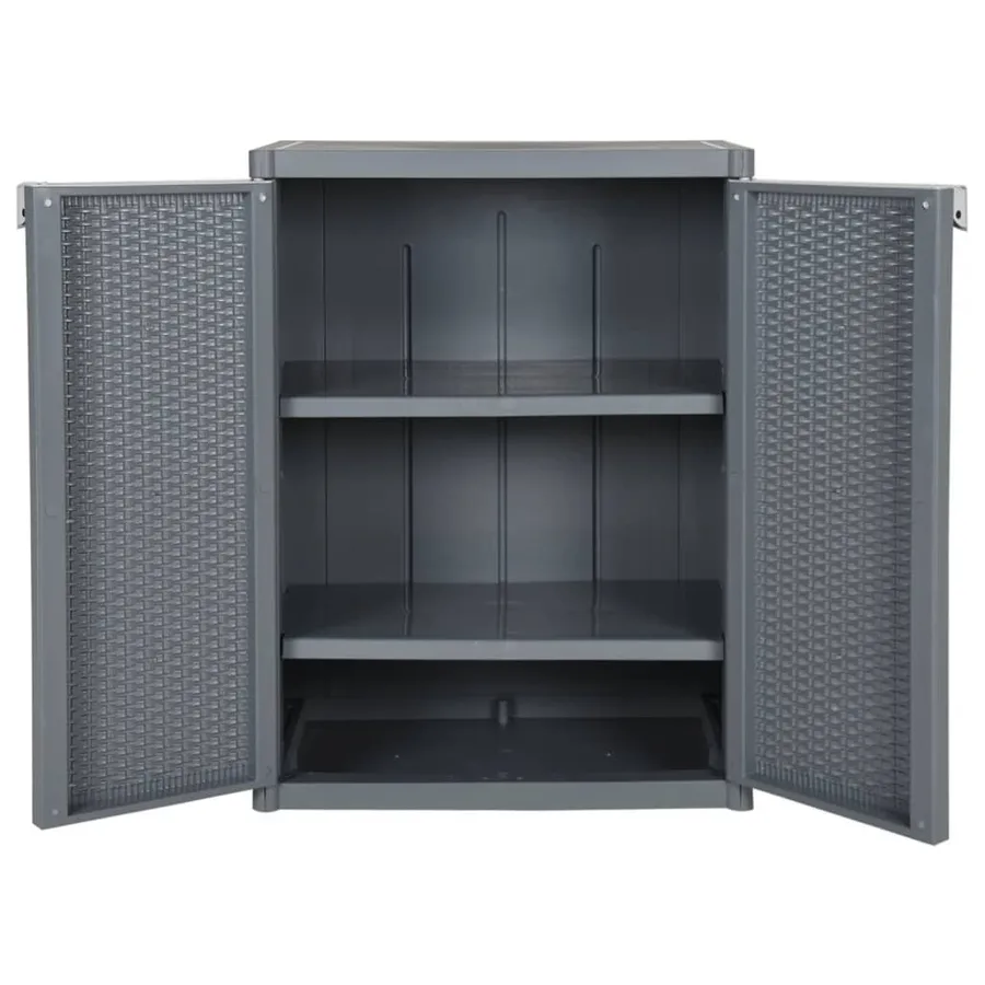 Armoire de rangement de jardin gris 65x45x88 cm PP rotin - 5