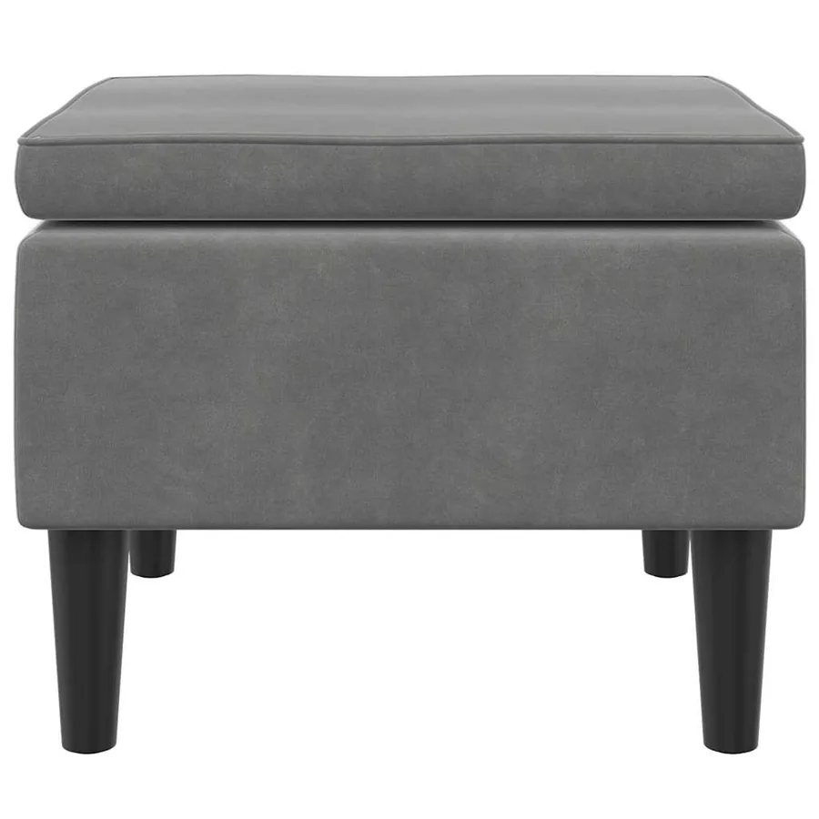 Tabouret avec pieds en bois Gris foncé Velours - 3