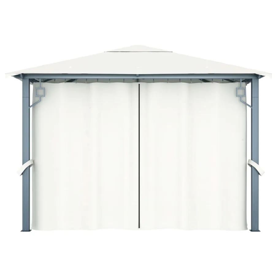 Tonnelle avec rideau 300x300 cm Crème Aluminium - 5