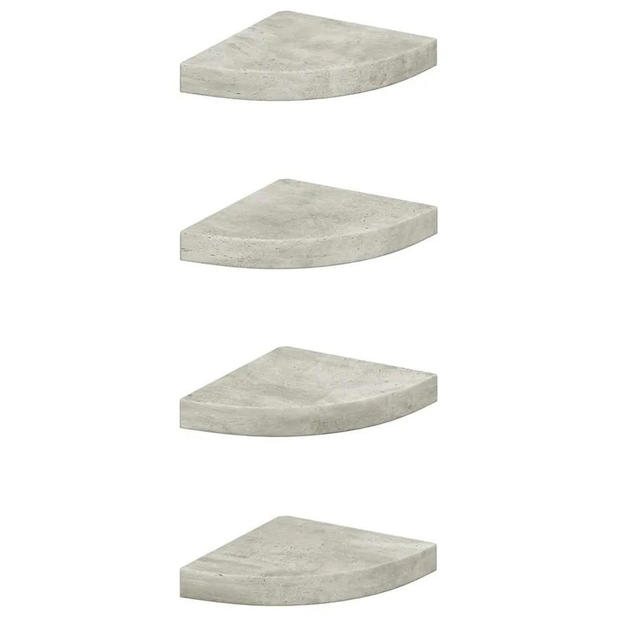 Étagères d'angle murales 4 pcs Gris béton 25x25x3,8 cm MDF - 2