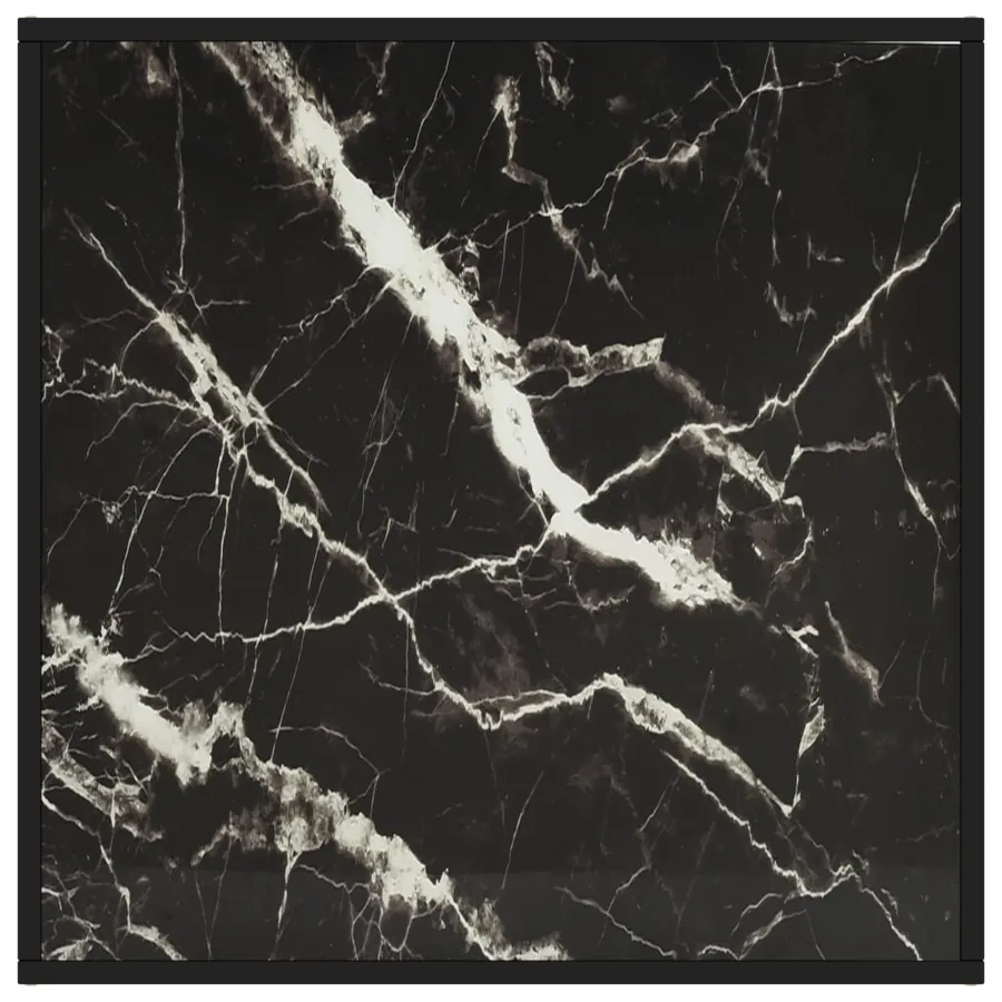 Table basse Noir avec verre marbre noir 80x80x35 cm - 3