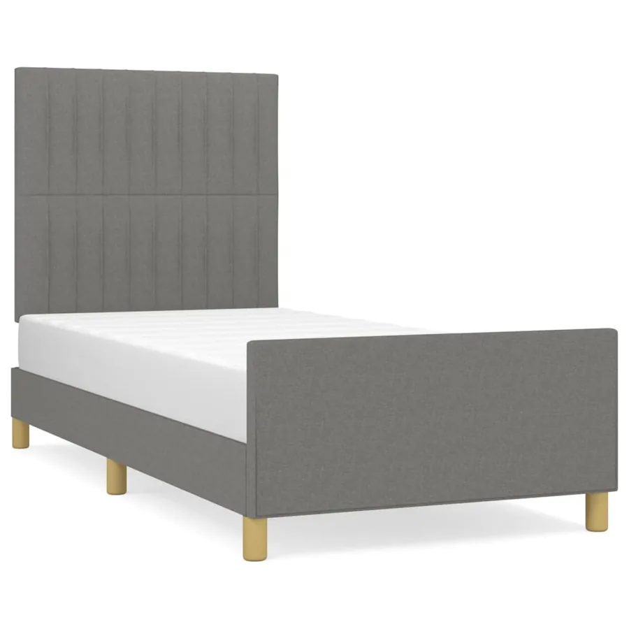Cadre de lit sans matelas gris foncé 90x200 cm tissu - 2