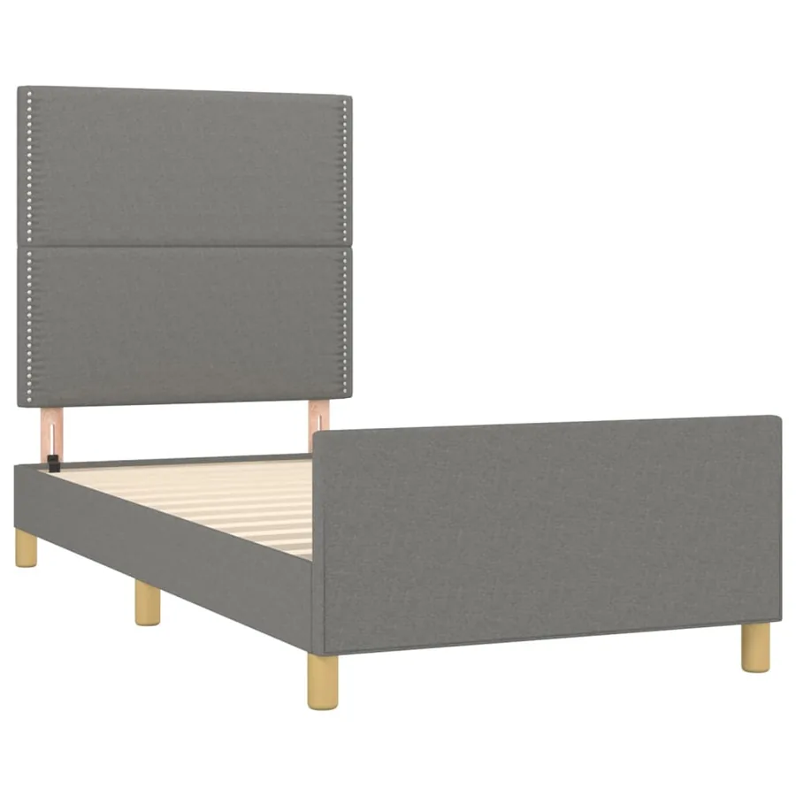 Cadre de lit sans matelas gris foncé 90x200 cm tissu - 4