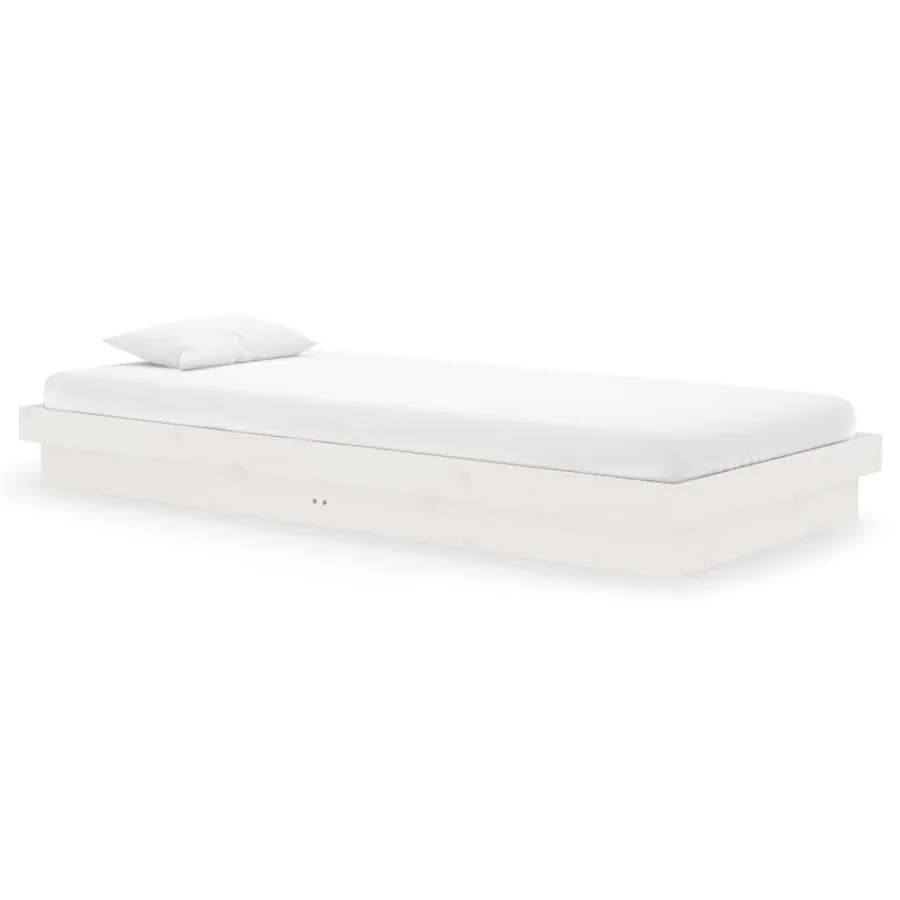 Cadre de lit Blanc Bois massif 90x200 cm - 2