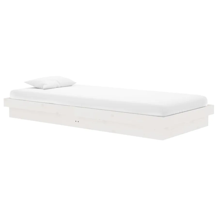 Cadre de lit Blanc Bois massif 90x200 cm - 3