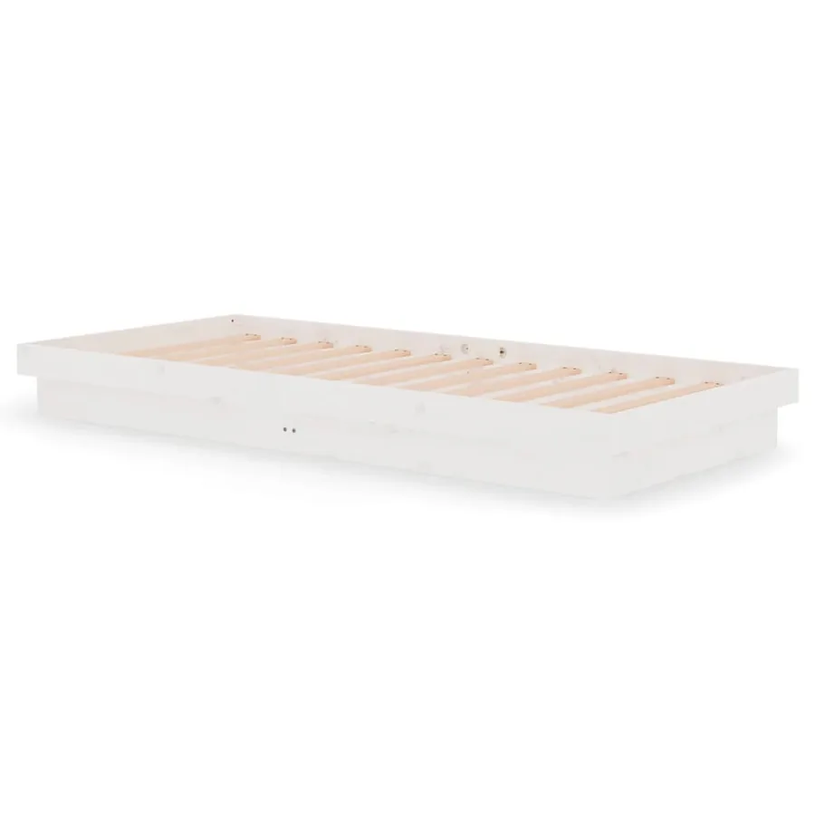 Cadre de lit Blanc Bois massif 90x200 cm - 4