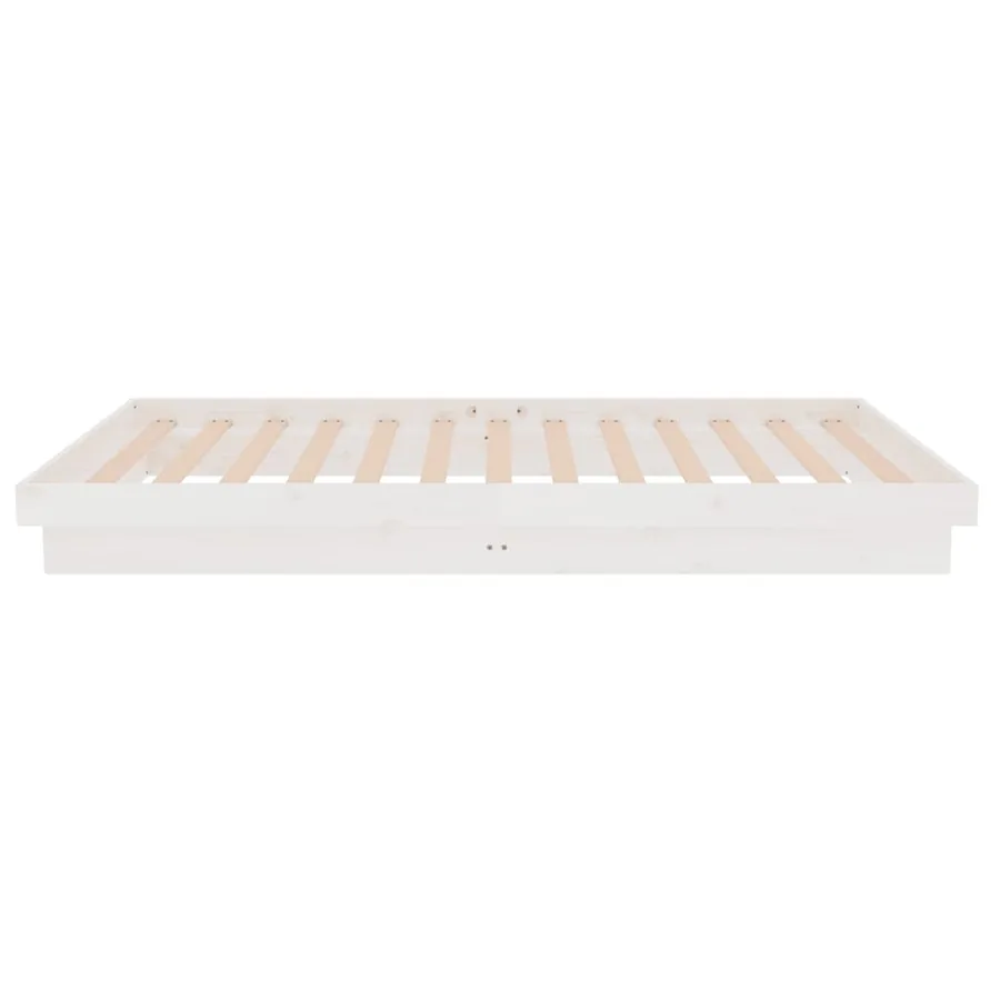Cadre de lit Blanc Bois massif 90x200 cm - 6