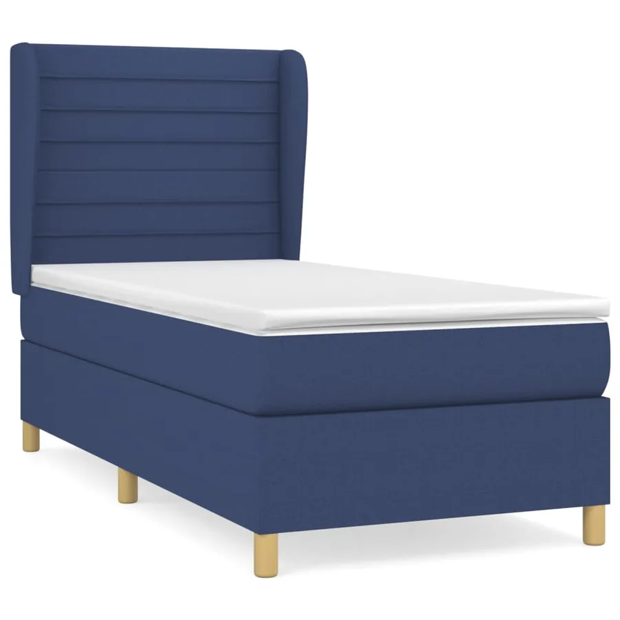 Sommier à lattes de lit avec matelas Bleu 100x200 cm Tissu - 2
