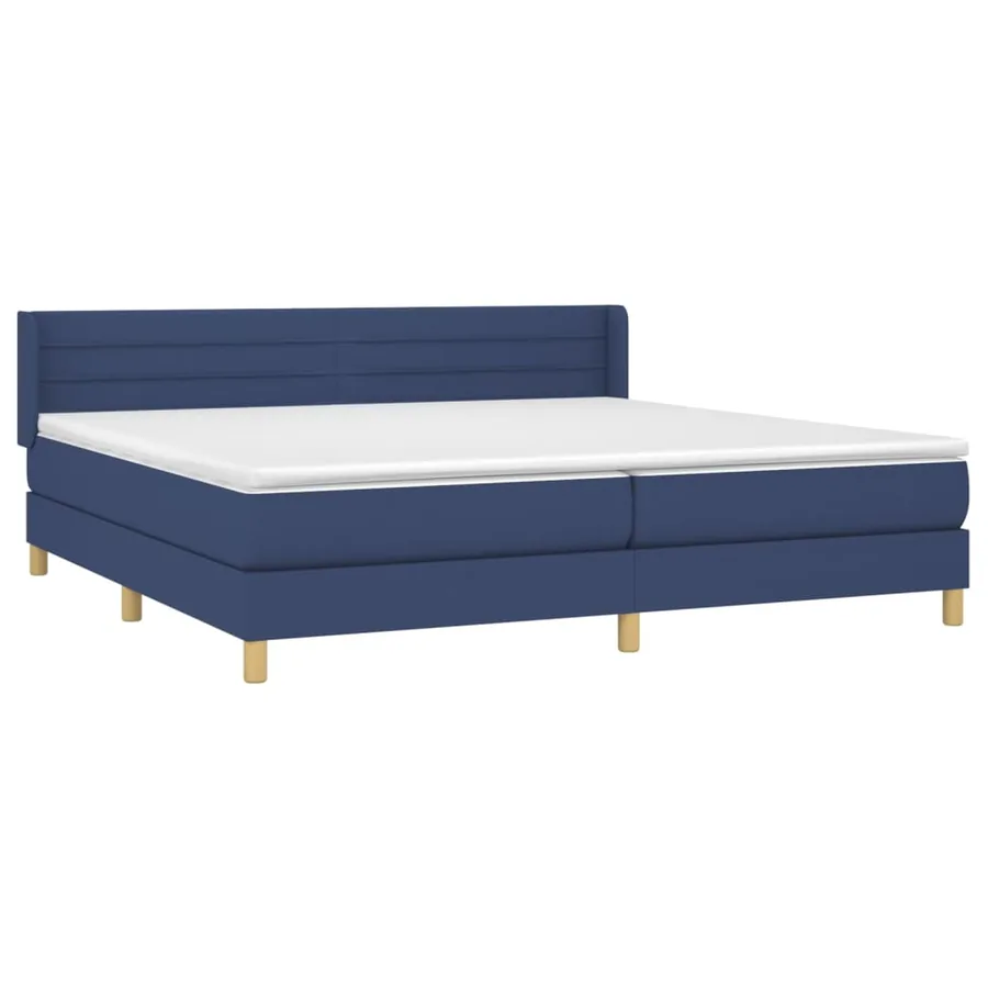 Sommier à lattes de lit avec matelas Bleu 200x200 cm Tissu - 3