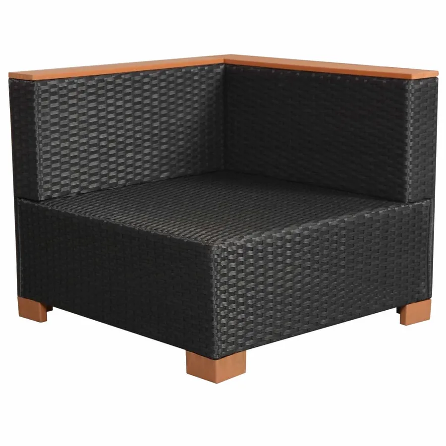 Salon de jardin 9 pcs avec coussins Résine tressée Noir - 10
