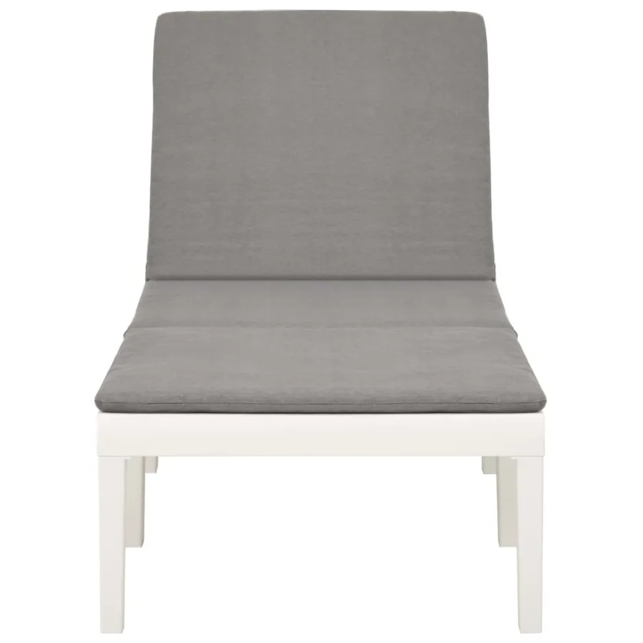 Chaise longue avec coussin Plastique Blanc - 3