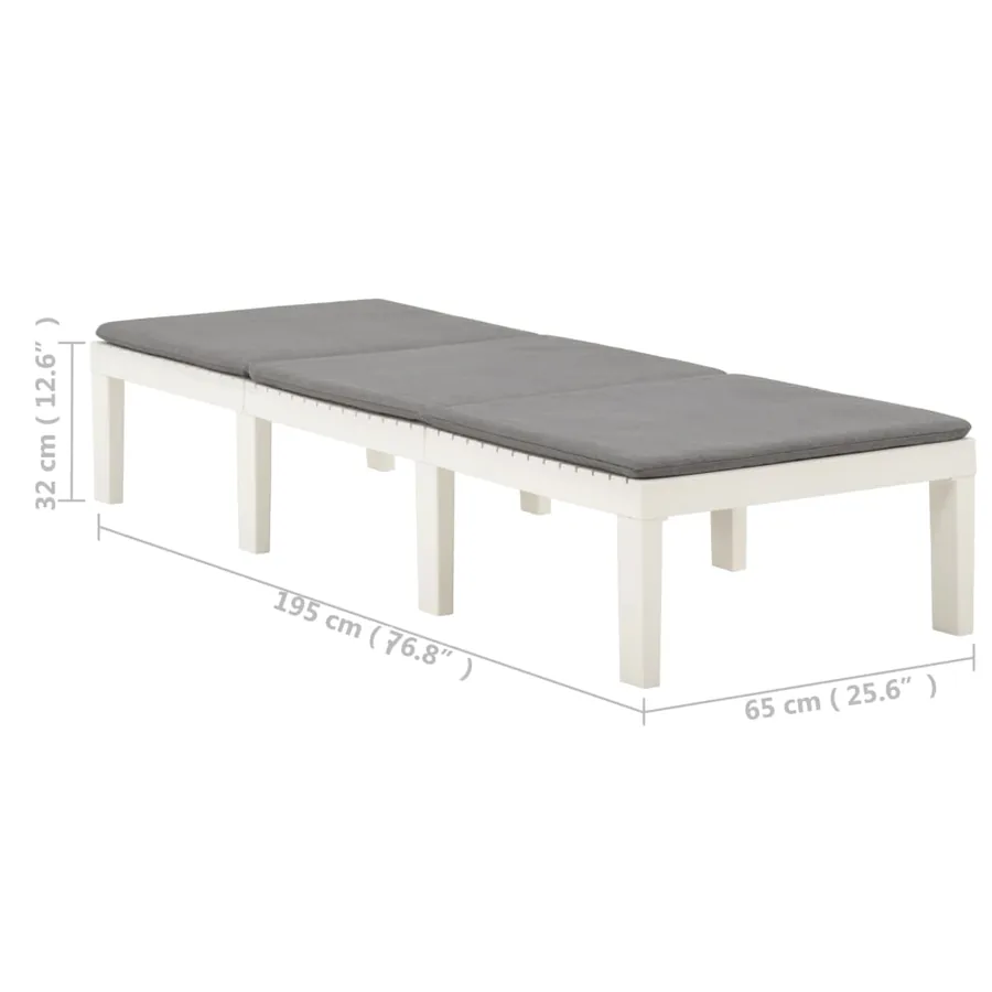 Chaise longue avec coussin Plastique Blanc - 9