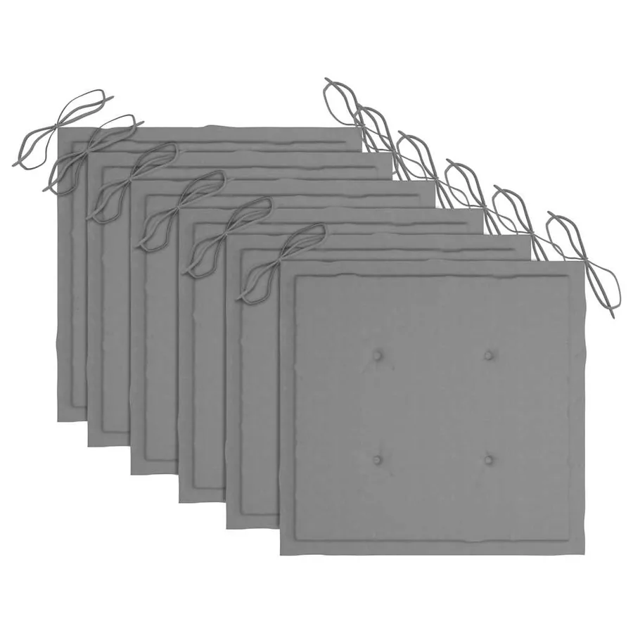 Chaises de jardin et coussins gris lot de 6 Bois de teck massif - 6