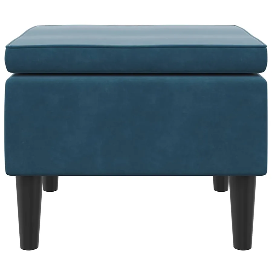 Tabouret avec pieds en bois Bleu Velours - 3