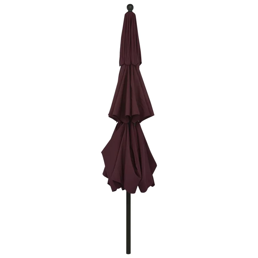 Parasol de jardin à 3 niveaux mât en aluminium rouge bordeaux - 4