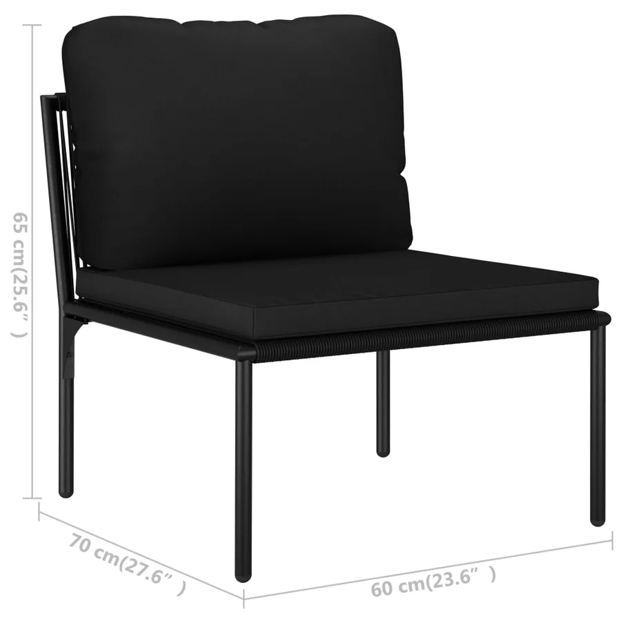 Salon de jardin 3 pcs avec coussins Noir PVC - 16