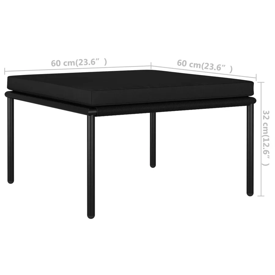 Salon de jardin 3 pcs avec coussins Noir PVC - 17