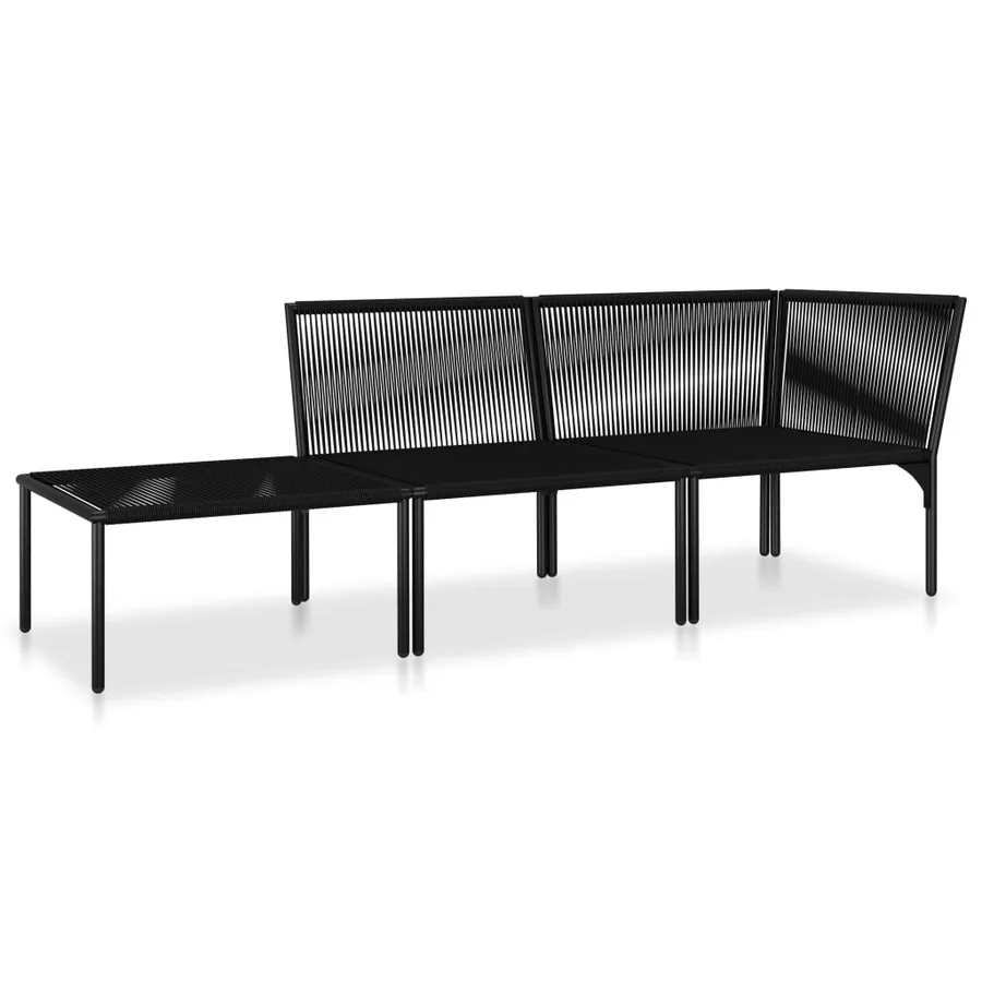 Salon de jardin 3 pcs avec coussins Noir PVC - 3