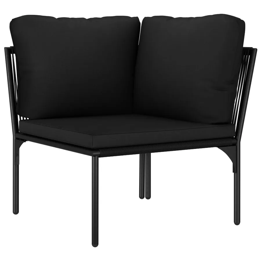 Salon de jardin 3 pcs avec coussins Noir PVC - 7