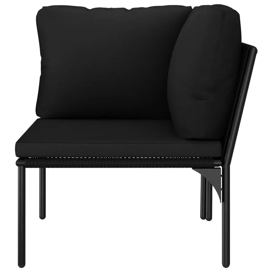 Salon de jardin 3 pcs avec coussins Noir PVC - 8