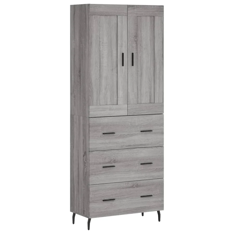 Buffet haut Sonoma gris 69,5x34x180 cm Bois d'ingénierie - 2