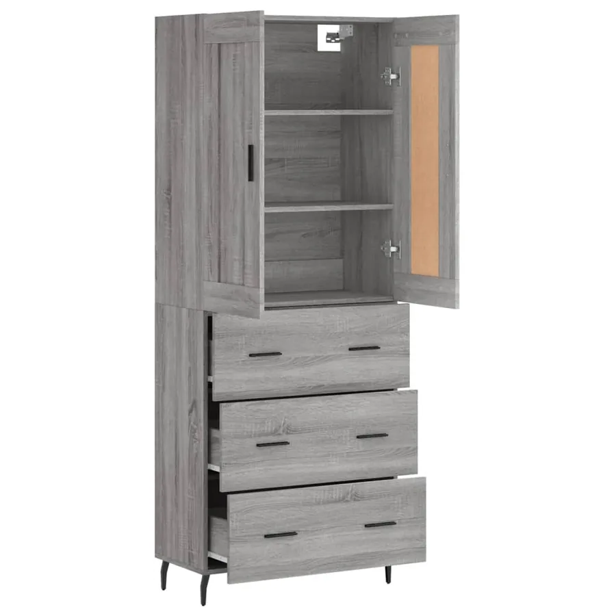 Buffet haut Sonoma gris 69,5x34x180 cm Bois d'ingénierie - 4