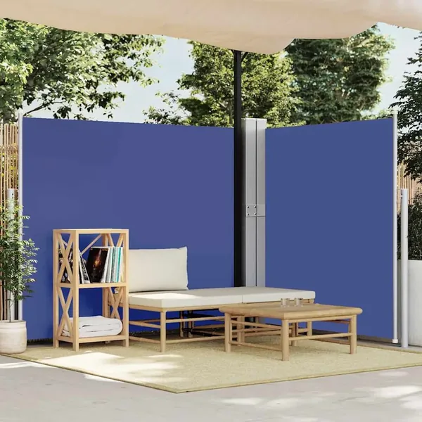 Auvent latéral rétractable de patio 170x1200 cm Bleu