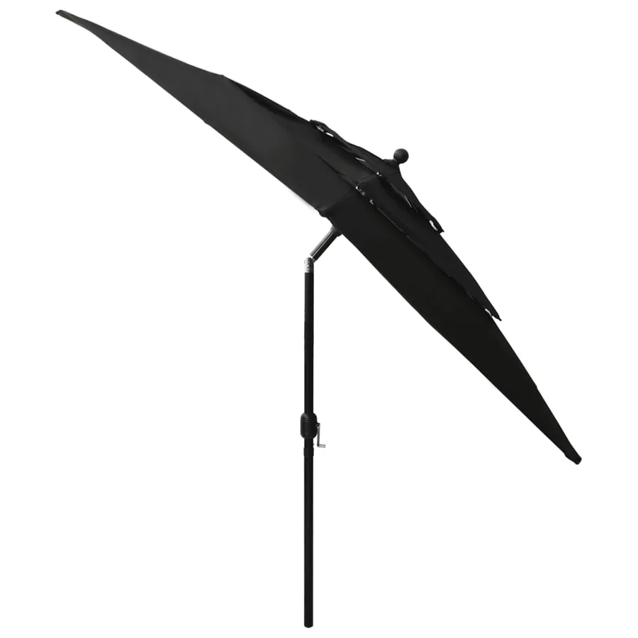 Parasol de jardin à 3 niveaux avec mât en aluminium noir - 4