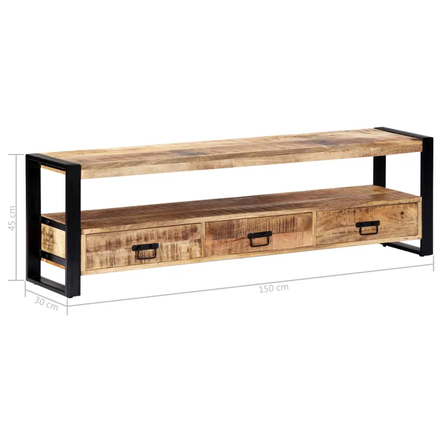 Meuble TV 150x30x45 cm Bois solide de manguier - 7