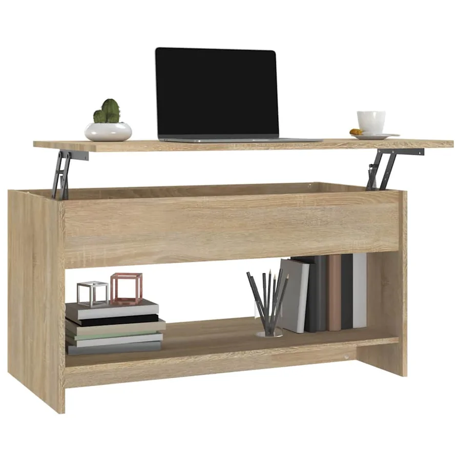 Table basse chêne sonoma 102x50x52,5 cm bois d'ingénierie - 4