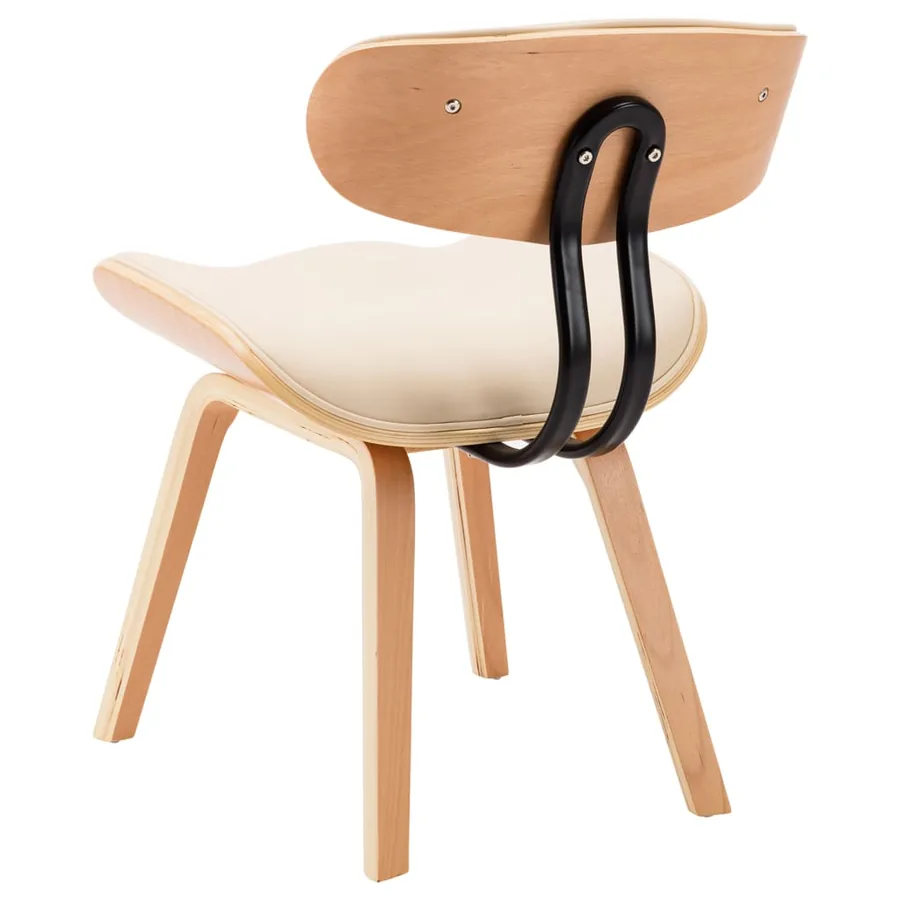 Chaises à manger lot de 2 crème bois courbé et similicuir - 6
