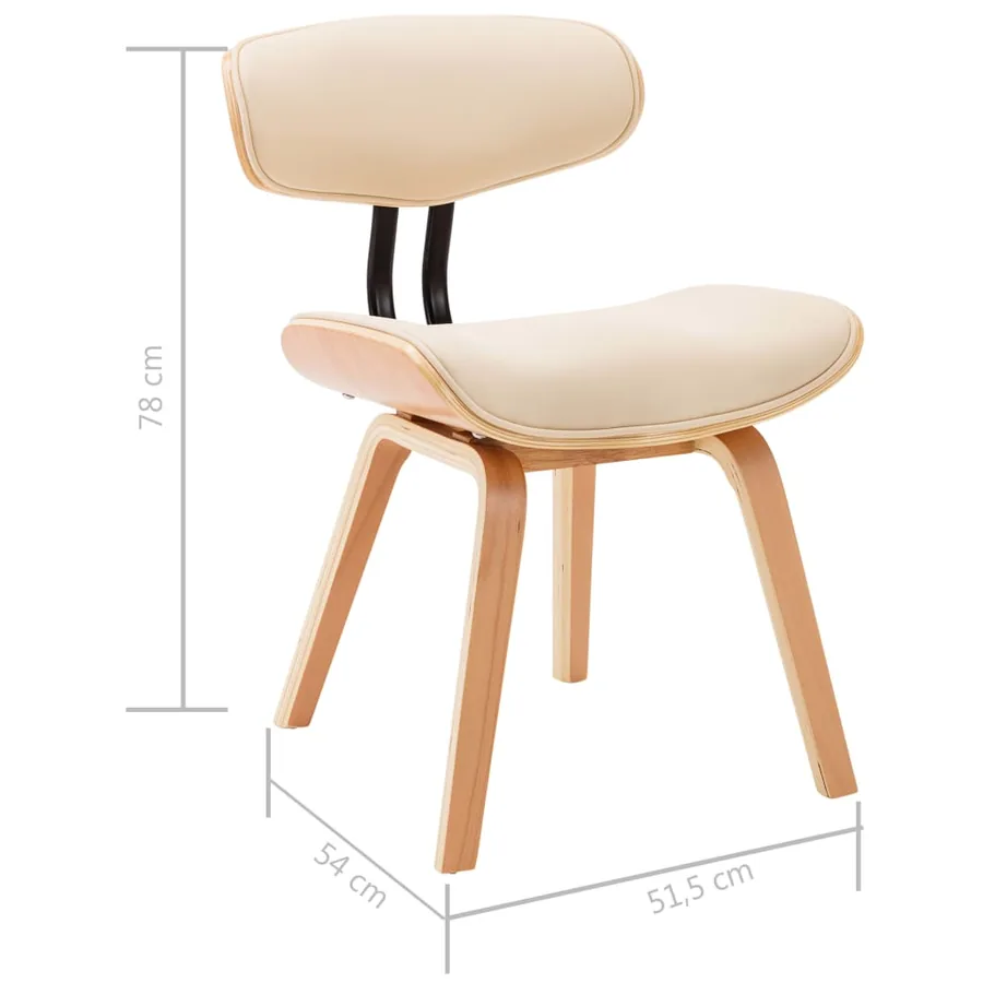 Chaises à manger lot de 2 crème bois courbé et similicuir - 8