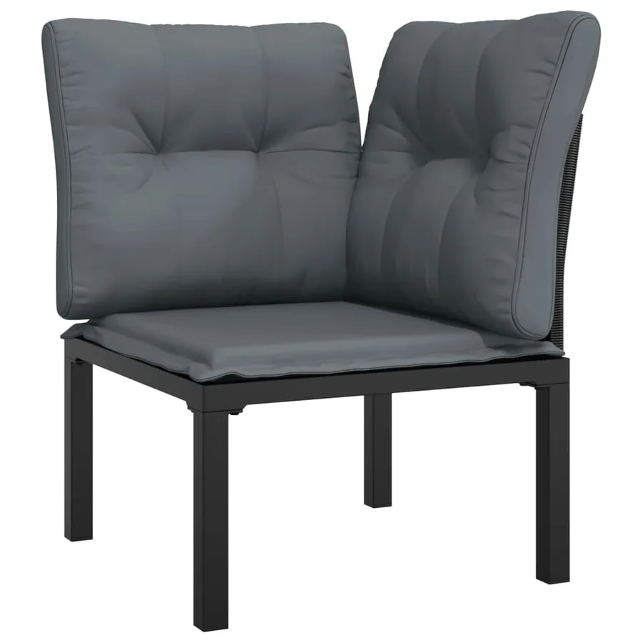 Salon de jardin 4 pcs noir et gris résine tressée - 4