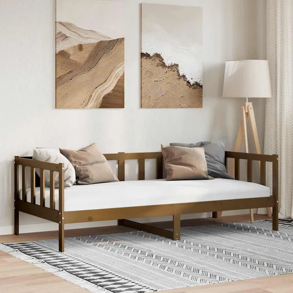 Lit de jour sans matelas marron miel bois pin massif 90x200 cm