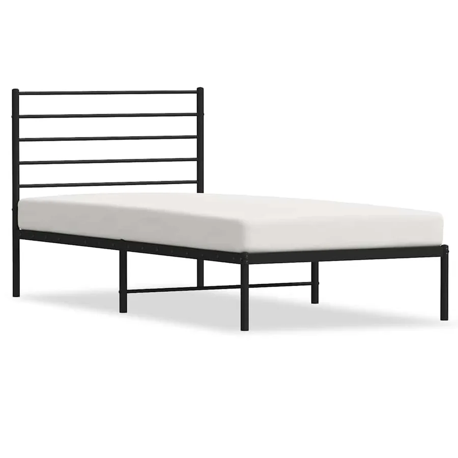 Cadre de lit métal sans matelas avec tête de lit noir 100x200cm - 2