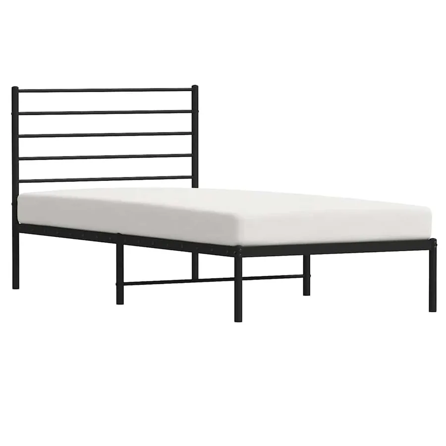 Cadre de lit métal sans matelas avec tête de lit noir 100x200cm - 5