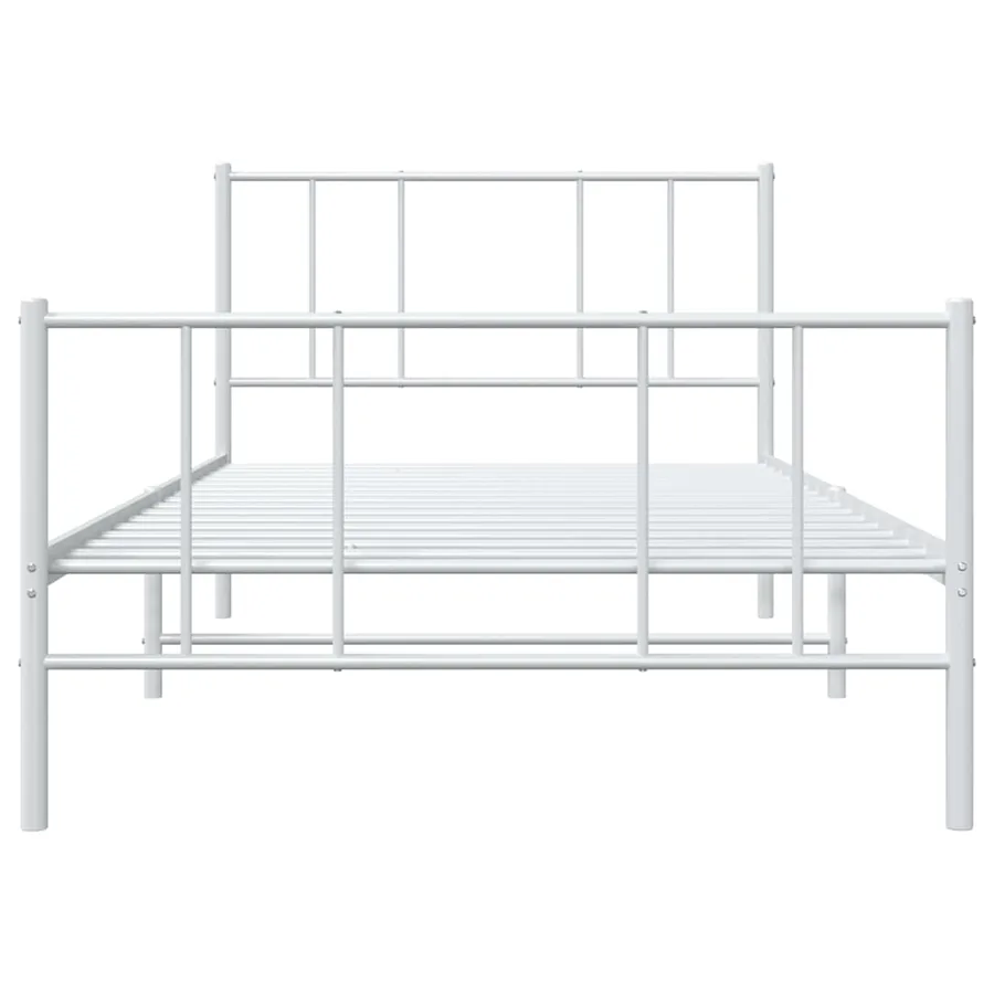 Cadre de lit métal sans matelas et pied de lit blanc 100x190 cm - 6