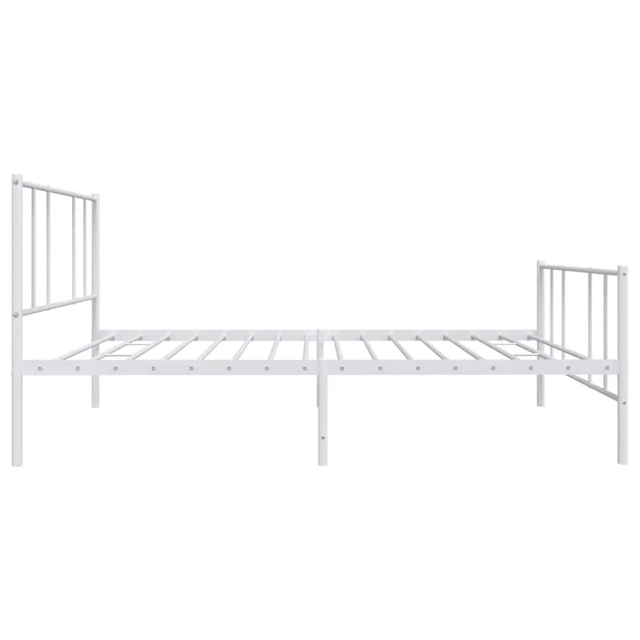 Cadre de lit métal sans matelas et pied de lit blanc 100x190 cm - 7