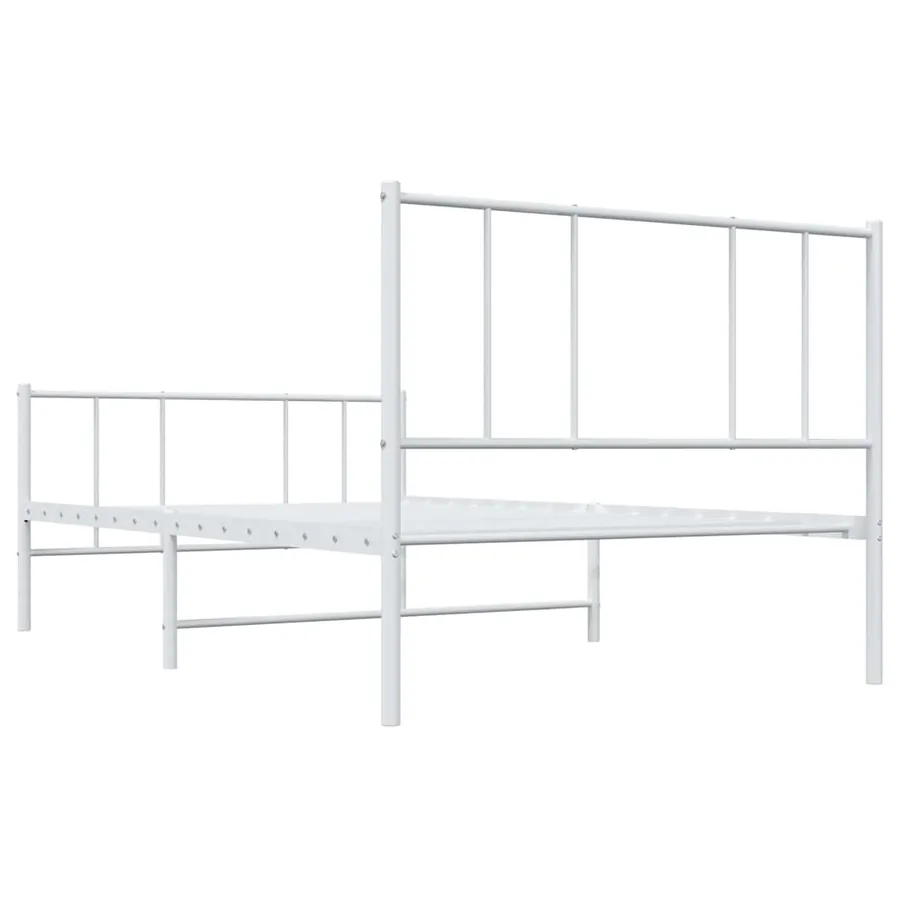 Cadre de lit métal sans matelas et pied de lit blanc 100x190 cm - 8