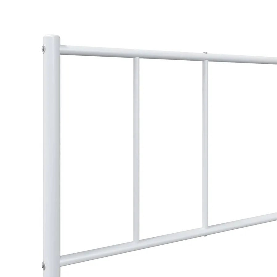 Cadre de lit métal sans matelas et pied de lit blanc 100x190 cm - 9