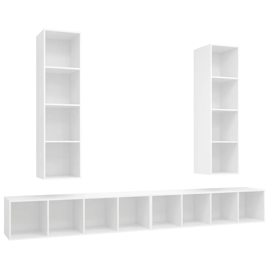 Meubles TV muraux 4 pcs Blanc Bois d'ingénierie - 2