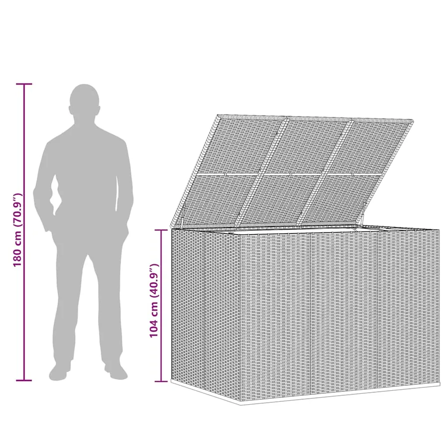 Boîte à coussins de jardin Résine tressée 145x100x103 cm Gris - 10