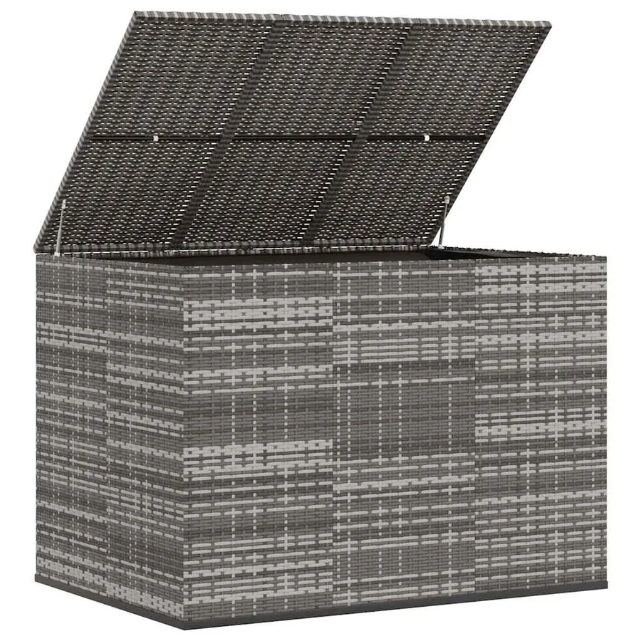 Boîte à coussins de jardin Résine tressée 145x100x103 cm Gris - 4