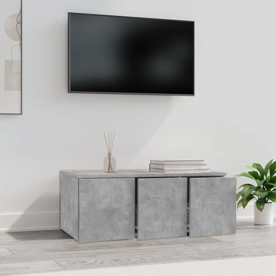 Meuble TV Gris béton 80x34x30 cm Bois d'ingénierie - 3