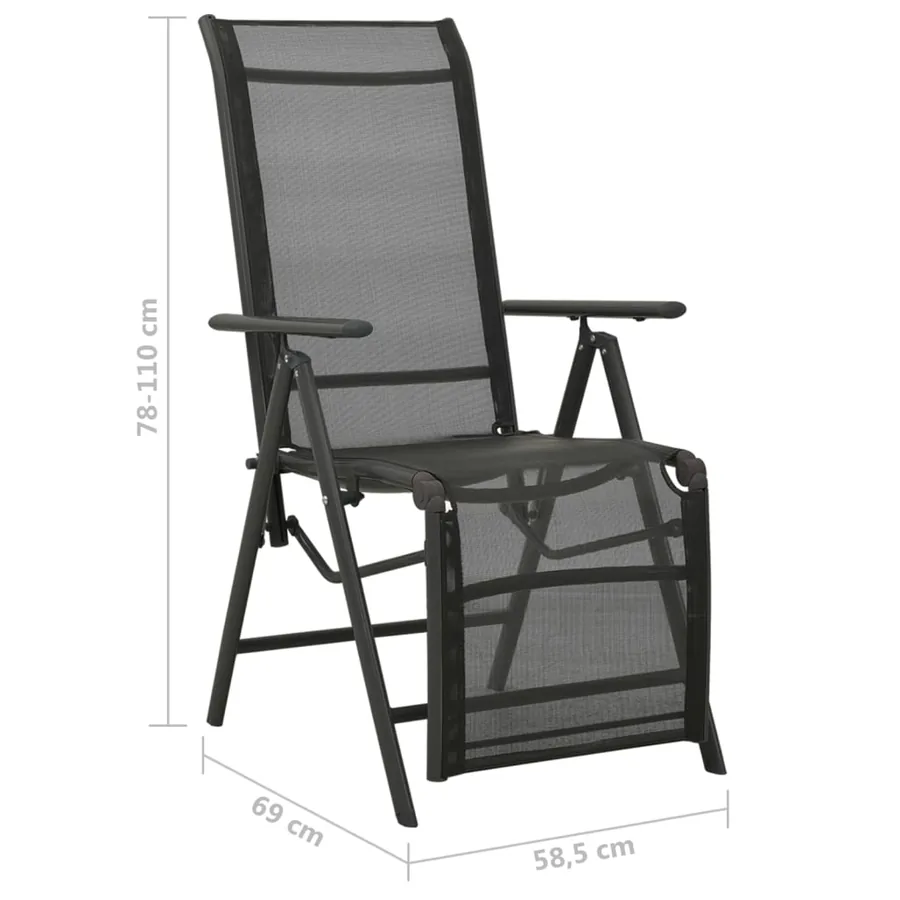 Chaises inclinables de jardin lot de 2 Textilène et aluminium - 9