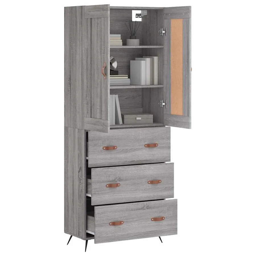 Buffet haut Sonoma gris 69,5x34x180 cm Bois d'ingénierie - 12