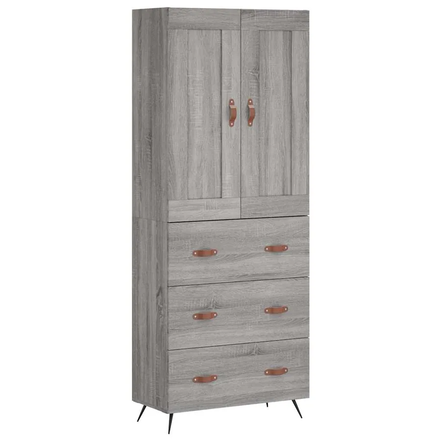 Buffet haut Sonoma gris 69,5x34x180 cm Bois d'ingénierie - 2