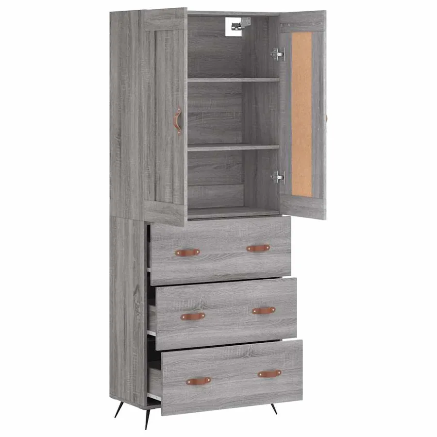 Buffet haut Sonoma gris 69,5x34x180 cm Bois d'ingénierie - 3