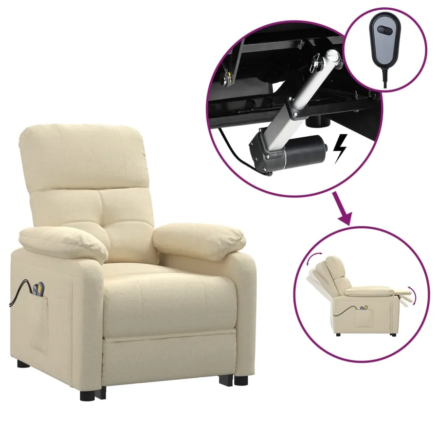 Fauteuil électrique de massage Crème Tissu - 2